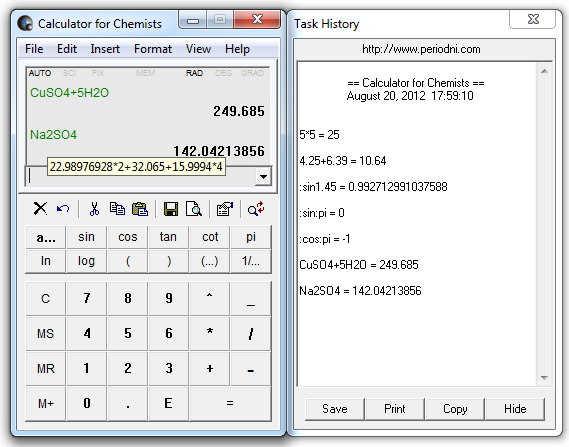 Calculator for Chemists