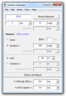 SolCalc: Diluting protein solution